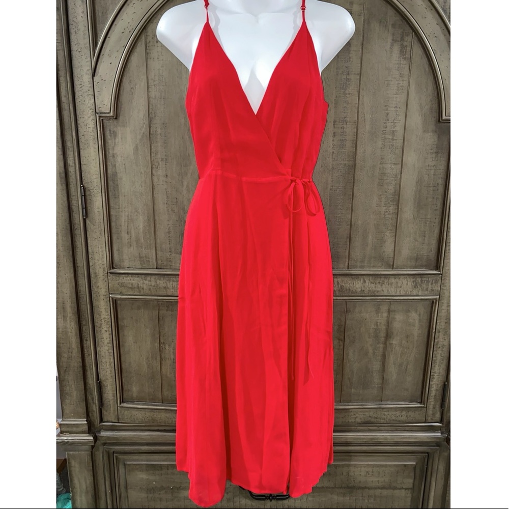Knee length red sheer cocktail dress